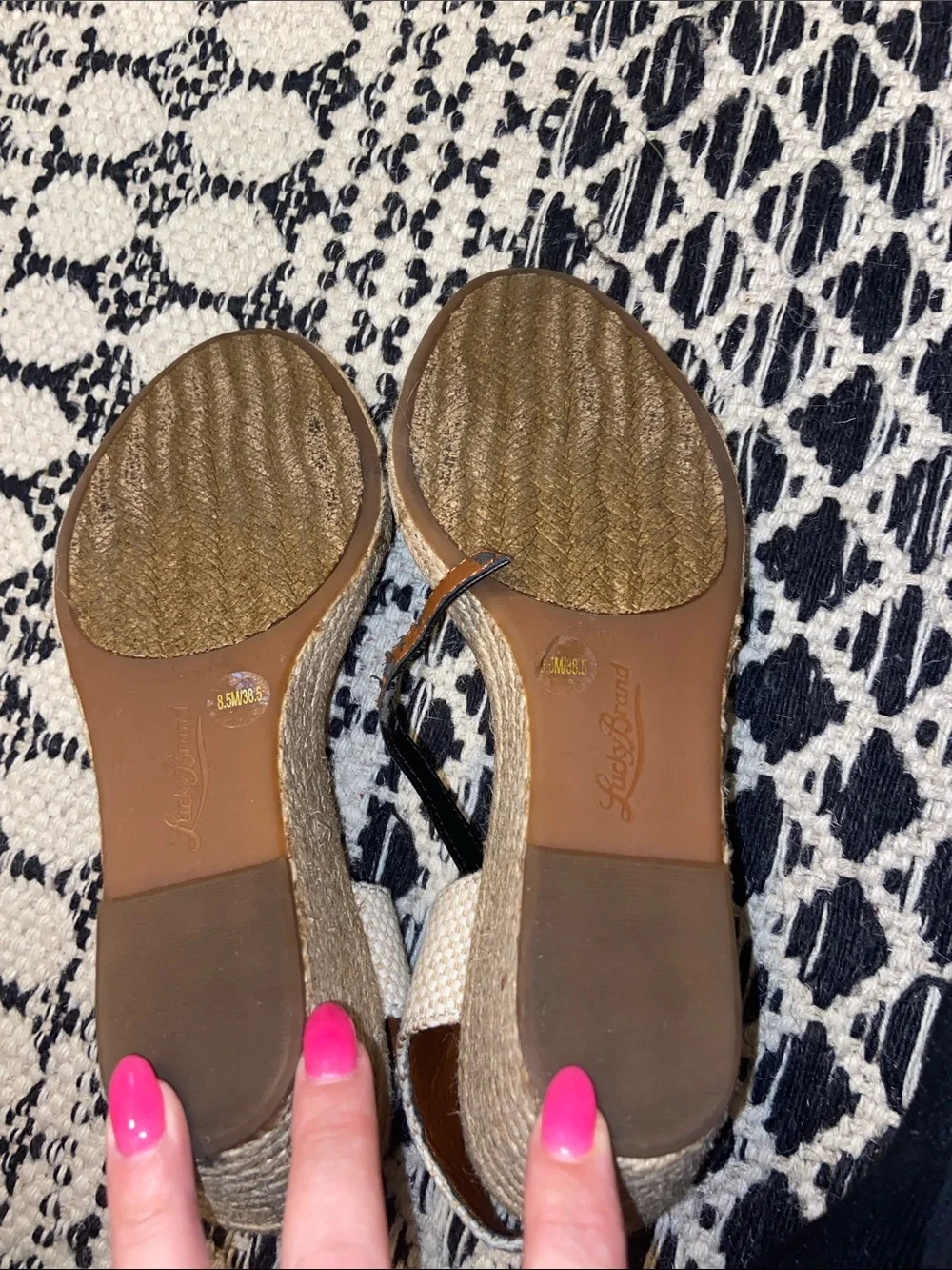 Lucky Brand Black Braided Espadrille Wedge Sandals